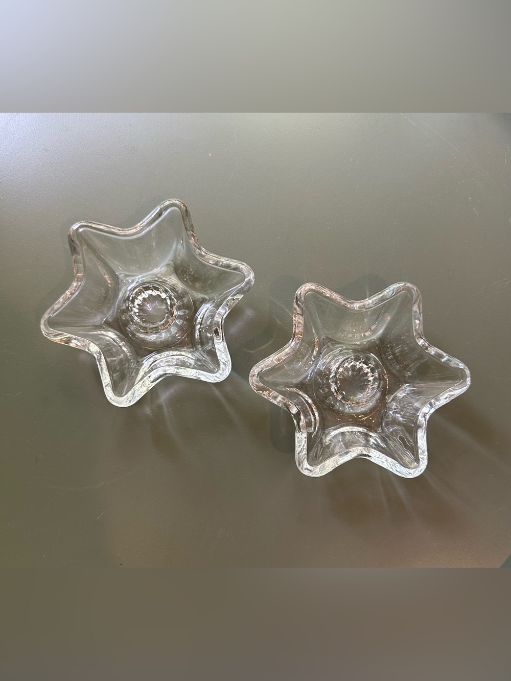 Vintage • glass star candle holders • heavy